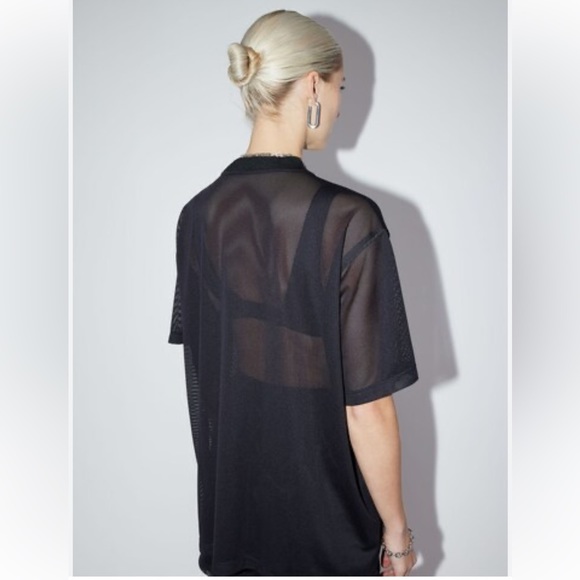 Trendy Lace Mesh Black Short Sleeve Elegant Tee Size Small Women’s US - Picture 2 of 7